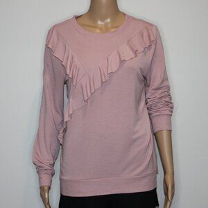 Cable & Gauge Women's Blush Pink Lightweight Ruffle Sweater Top in size Medium